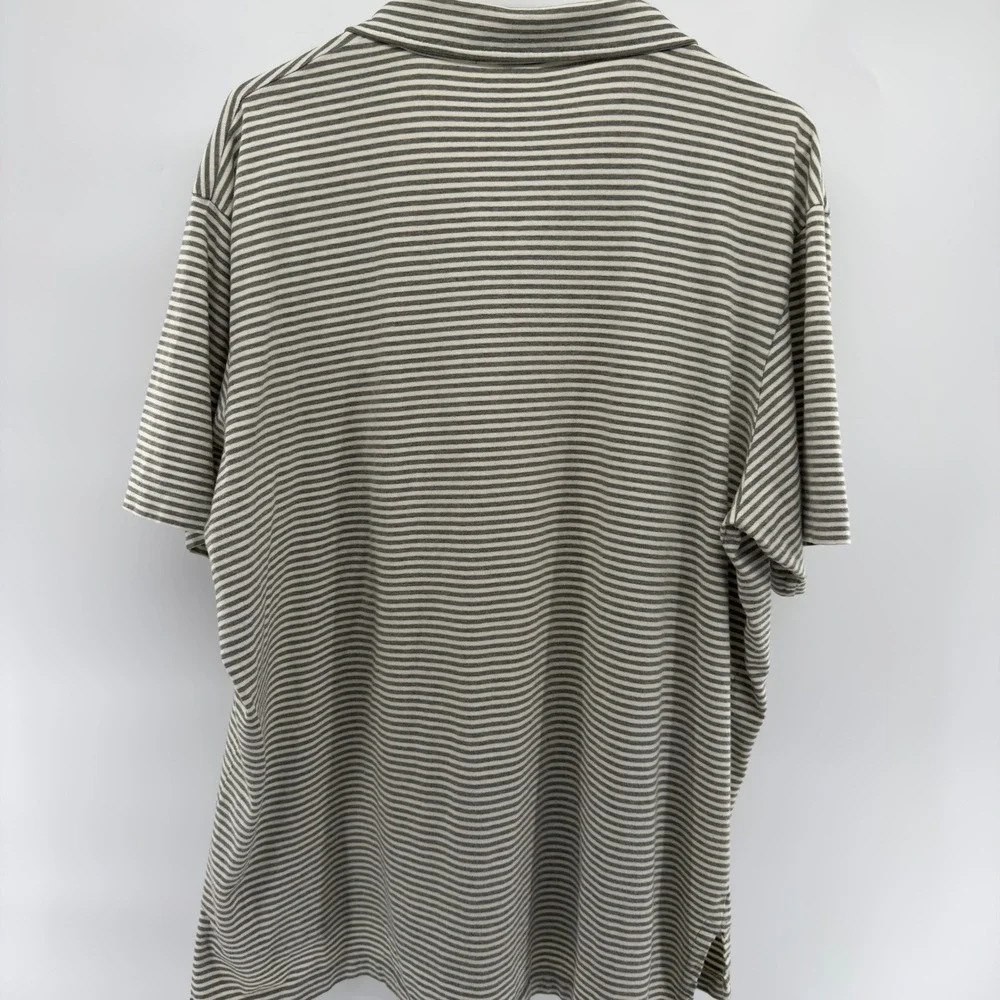 Polo Ralph Lauren Mens XL Grey White‎ Striped Short Sleeve Polo Shirt